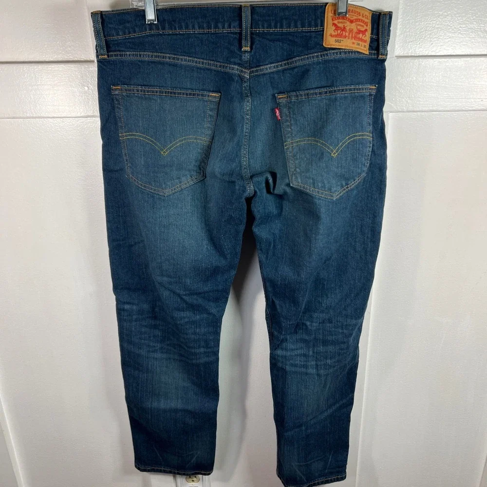 Levis 502 Regular Taper Mens Jeans Blue Dark Wash W36 L30 29507-0004